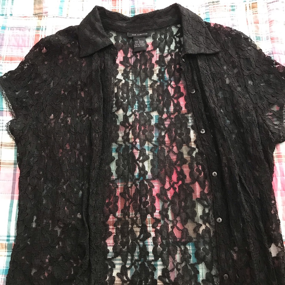 BLACK LACE SHORT SLEEVE CARDIGAN